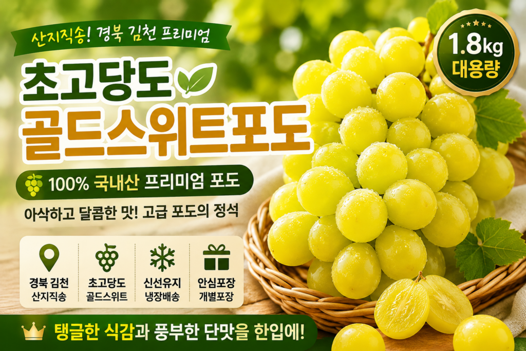 골드스위트포도 산지직송 추천｜경북 김천 국내산 고당도 포도 1.8kg 특징과 가격 제품 이미지