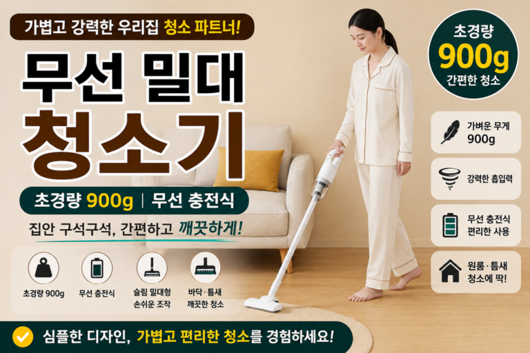 가벼운 무선청소기 추천, 900g 밀대형 원룸 청소기 YQ-669 사용 포인트