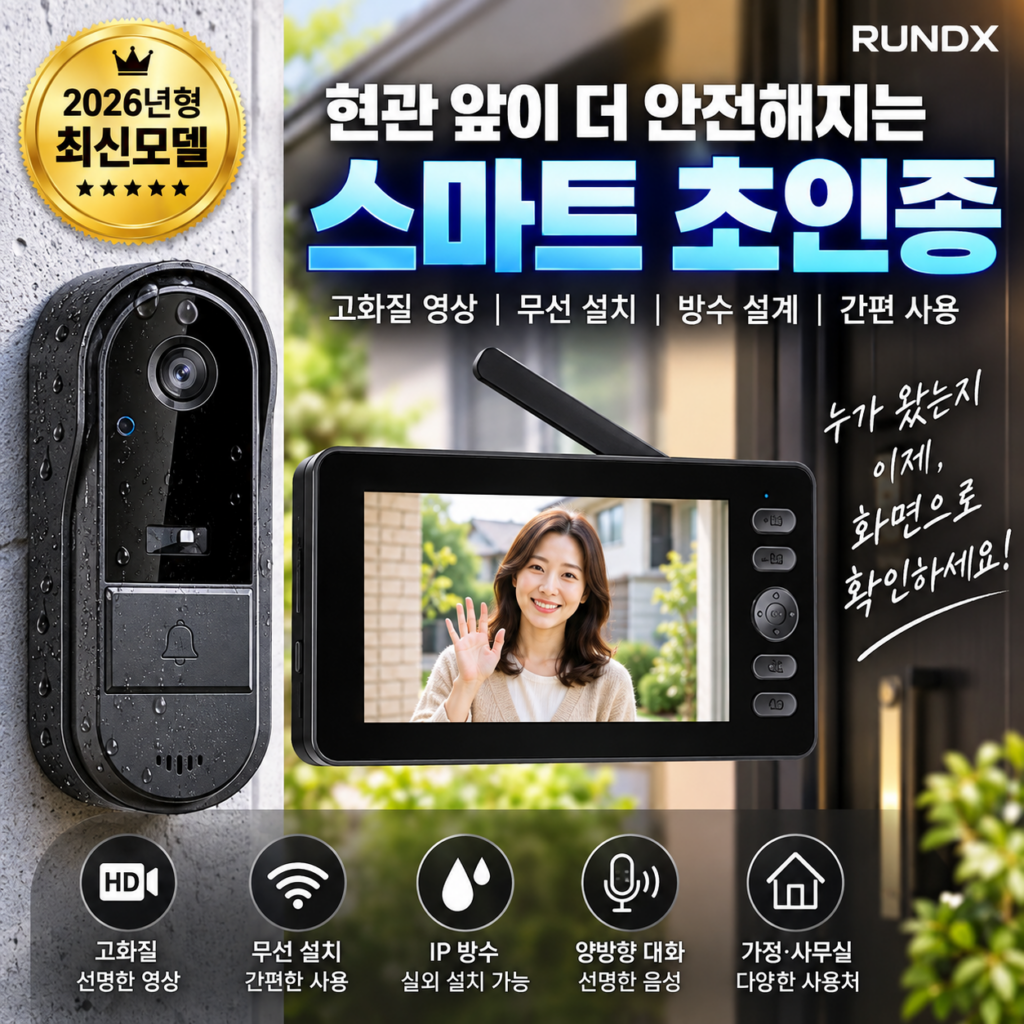 현관 무선 초인종 찾는다면? RUNDX 고화질 스마트 인터폰 특징과 구매 전 체크사항 제품 이미지