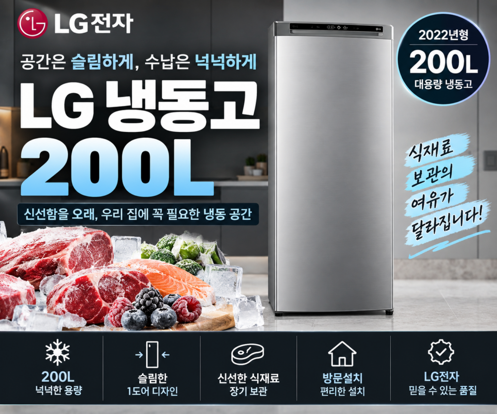 LG전자 냉동고 200L A202S, 냉동실 부족할 때 별도 냉동고가 필요한 이유 제품 이미지
